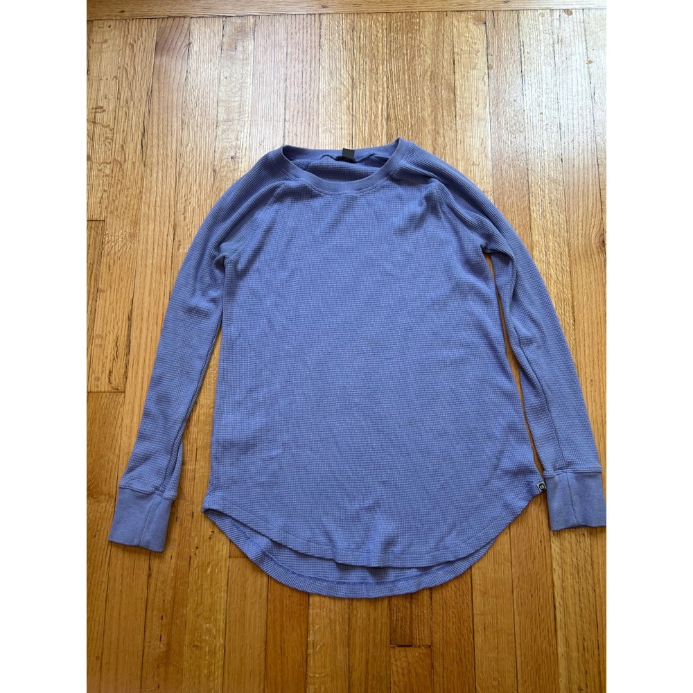 Eddie Bauer Womens Waffle Knit Thermal Top Periwinkle Blue Long Sleeve Small